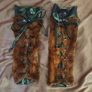 Faux Fur Lace-Up Leg Warmers